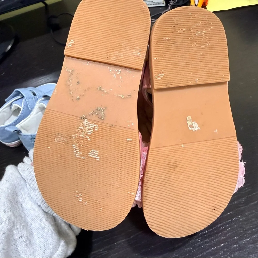 Girls Pink Floral Strap Sandals